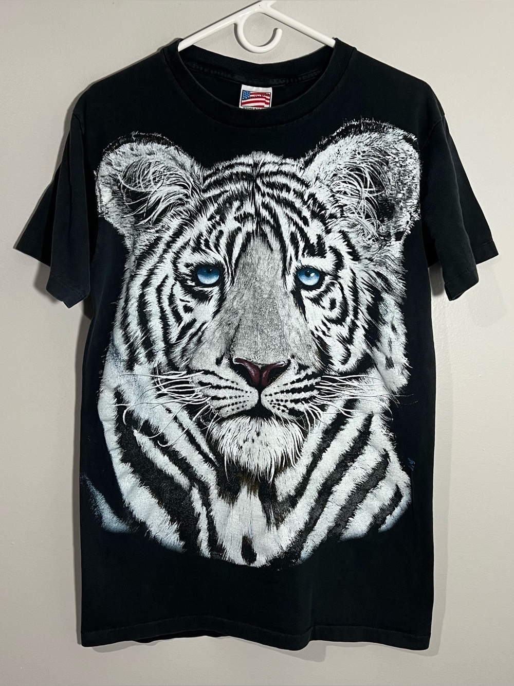 Vintage 1992 Trinity White Tiger Blue Eyed Single Stitch T-Shirt Mens Medium